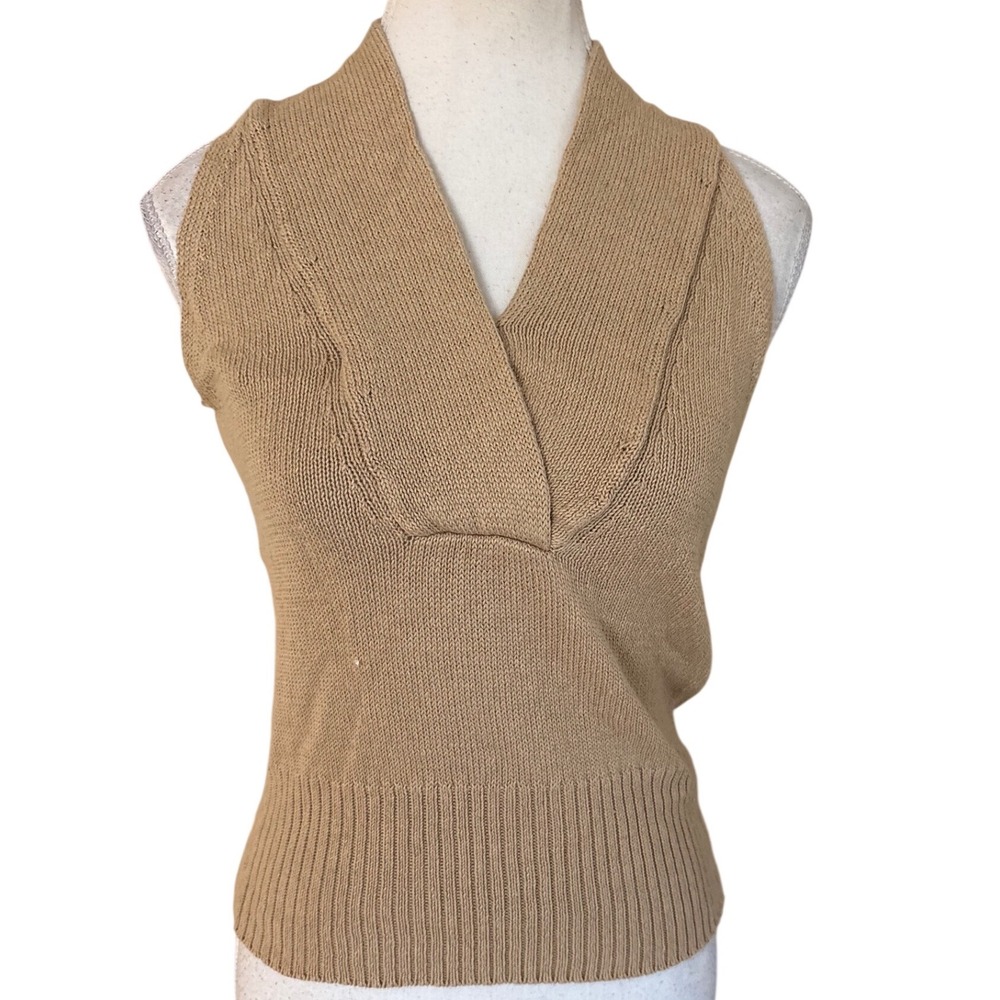 BROCHU WALKER Brown Knit June Top‎ Sleeveless Size XS Linen Blend